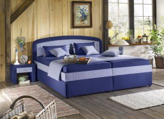 Čalouněná postel blue kariert 140x200cm