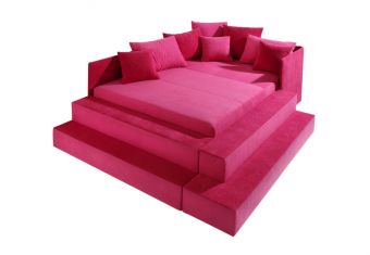 Čalouněná postel se schůdky pink 100x200cm